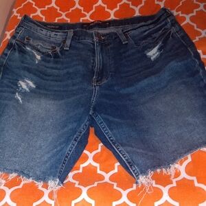 Hollister Distressed Dark Blue Cutoff Denim Shorts